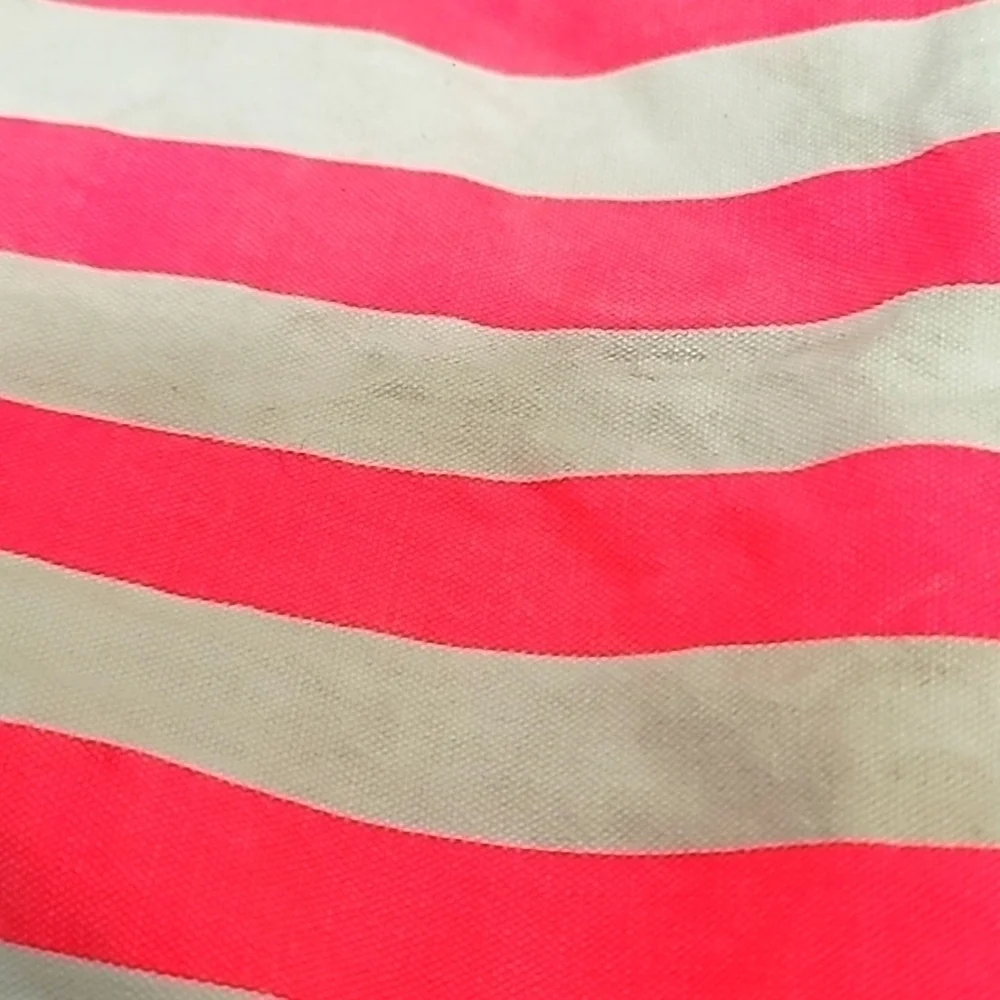 Victoria's Secret Tote Bag Women's 22 x 19 Pink‎ White Striped Canvas Beach Bag